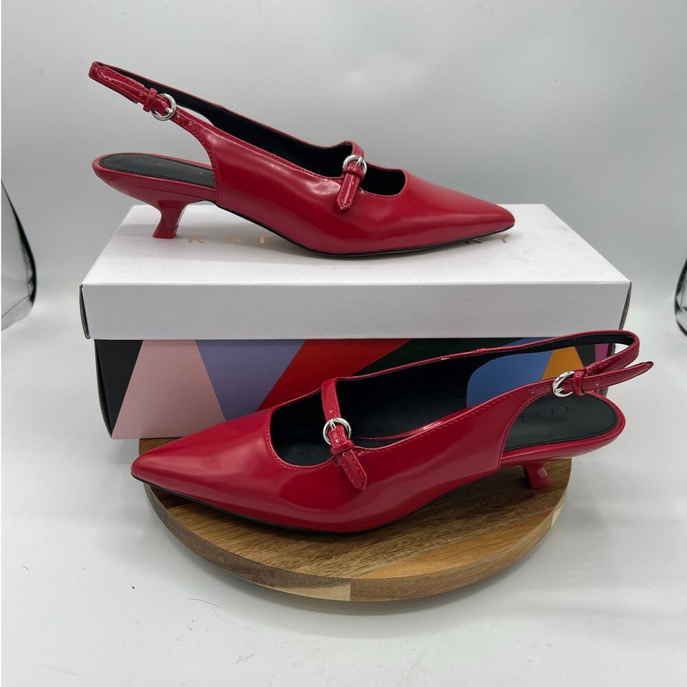Katy Perry The Micro Heel Sling Back Pumps - Red, Size 8M - Picture 8 of 9